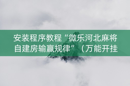 安装程序教程“微乐河北麻将自建房输赢规律”（万能开挂器)