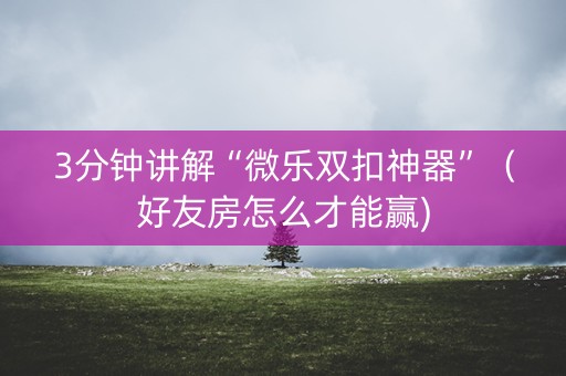 3分钟讲解“微乐双扣神器”（好友房怎么才能赢)