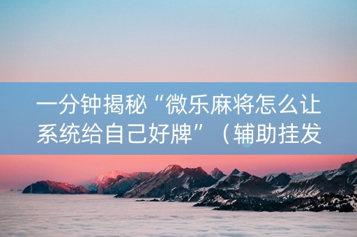 一分钟揭秘“微乐麻将怎么让系统给自己好牌”（辅助挂发牌规律)