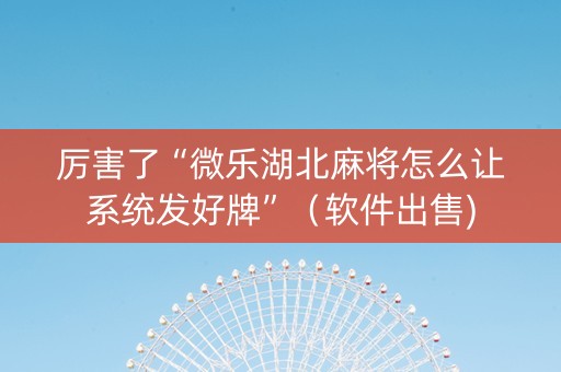 厉害了“微乐湖北麻将怎么让系统发好牌”（软件出售)