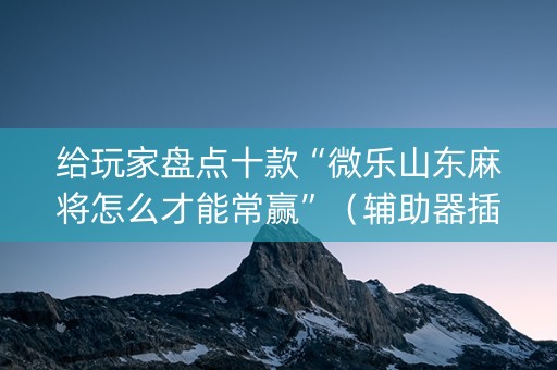 给玩家盘点十款“微乐山东麻将怎么才能常赢”（辅助器插件)