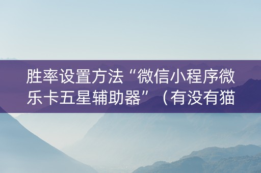 胜率设置方法“微信小程序微乐卡五星辅助器”（有没有猫腻)