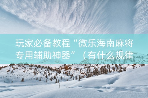 玩家必备教程“微乐海南麻将专用辅助神器”（有什么规律)