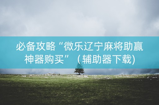 必备攻略“微乐辽宁麻将助赢神器购买”（辅助器下载)
