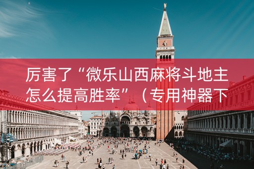 厉害了“微乐山西麻将斗地主怎么提高胜率”（专用神器下载)