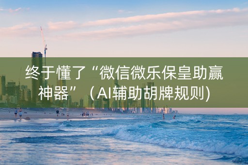 终于懂了“微信微乐保皇助赢神器”（AI辅助胡牌规则)