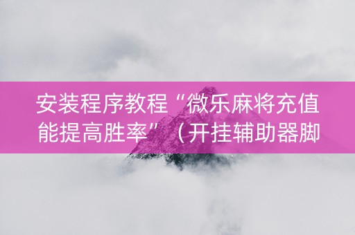 安装程序教程“微乐麻将充值能提高胜率”（开挂辅助器脚本)