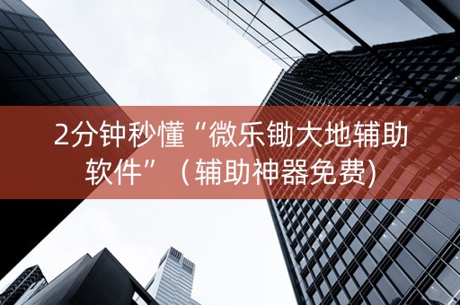 2分钟秒懂“微乐锄大地辅助软件”（辅助神器免费)