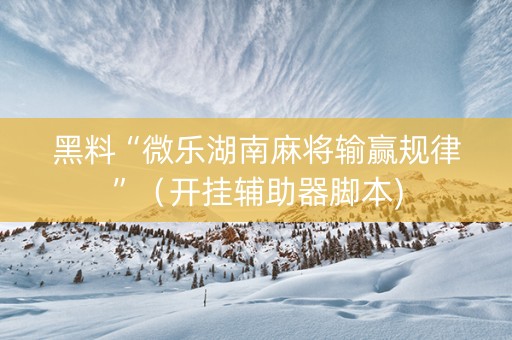 黑料“微乐湖南麻将输赢规律”（开挂辅助器脚本)