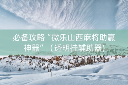 必备攻略“微乐山西麻将助赢神器”（透明挂辅助器)