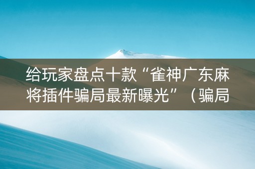给玩家盘点十款“雀神广东麻将插件骗局最新曝光”（骗局大揭秘)