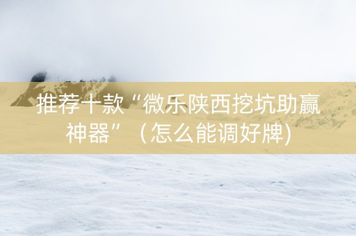 推荐十款“微乐陕西挖坑助赢神器”（怎么能调好牌)