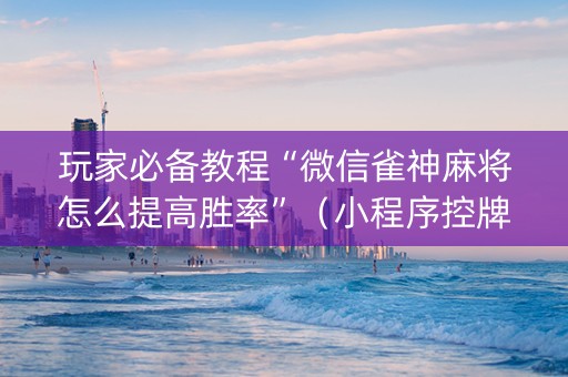 玩家必备教程“微信雀神麻将怎么提高胜率”（小程序控牌器)