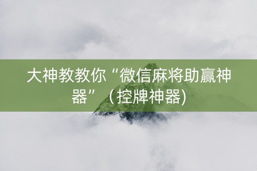 大神教教你“微信麻将助赢神器”（控牌神器)