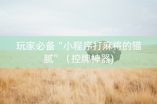 玩家必备“小程序打麻将的猫腻”（控牌神器)