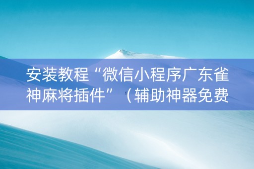 安装教程“微信小程序广东雀神麻将插件”（辅助神器免费)
