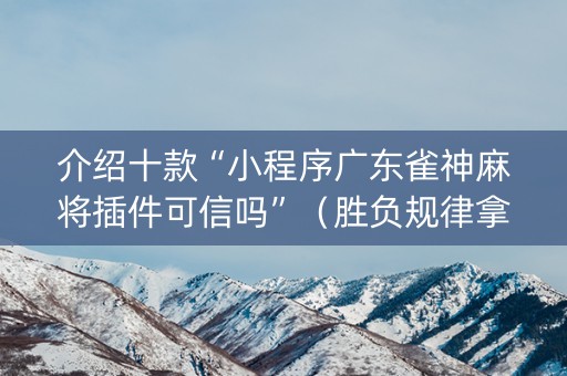 介绍十款“小程序广东雀神麻将插件可信吗”（胜负规律拿好牌)