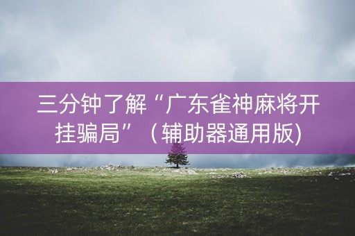 三分钟了解“广东雀神麻将开挂骗局”（辅助器通用版)