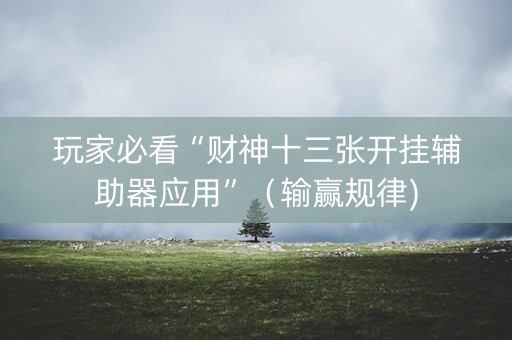 玩家必看“财神十三张开挂辅助器应用”（输赢规律)