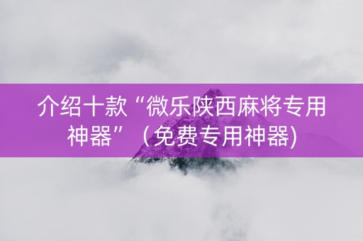 介绍十款“微乐陕西麻将专用神器”（免费专用神器)