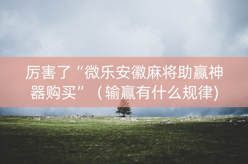 厉害了“微乐安徽麻将助赢神器购买”（输赢有什么规律)