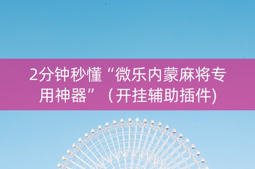 2分钟秒懂“微乐内蒙麻将专用神器”（开挂辅助插件)
