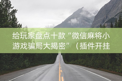 给玩家盘点十款“微信麻将小游戏骗局大揭密”（插件开挂免费AI)