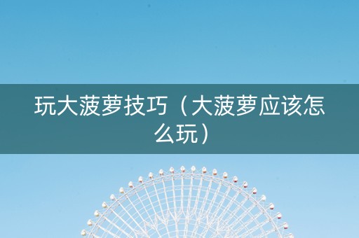 玩大菠萝技巧（大菠萝应该怎么玩）
