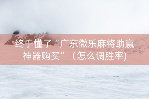 终于懂了“广东微乐麻将助赢神器购买”（怎么调胜率)