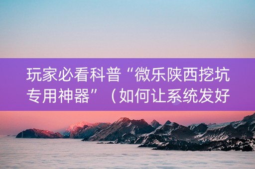 玩家必看科普“微乐陕西挖坑专用神器”（如何让系统发好牌)
