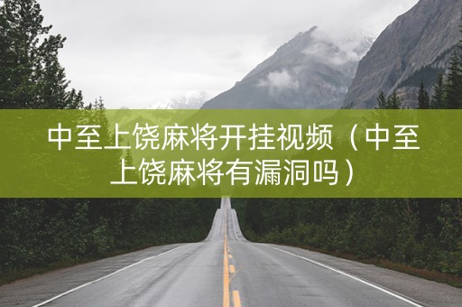 中至上饶麻将开挂视频（中至上饶麻将有漏洞吗）