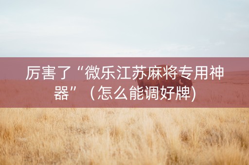 厉害了“微乐江苏麻将专用神器”（怎么能调好牌)