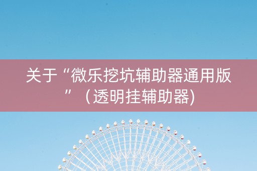 关于“微乐挖坑辅助器通用版”（透明挂辅助器)