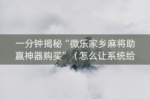 一分钟揭秘“微乐家乡麻将助赢神器购买”（怎么让系统给你发好牌)