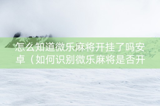 怎么知道微乐麻将开挂了吗安卓（如何识别微乐麻将是否开挂）
