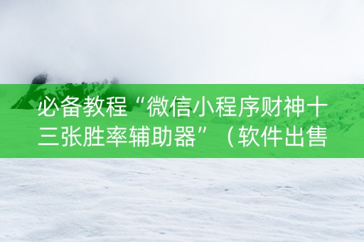 必备教程“微信小程序财神十三张胜率辅助器”（软件出售)