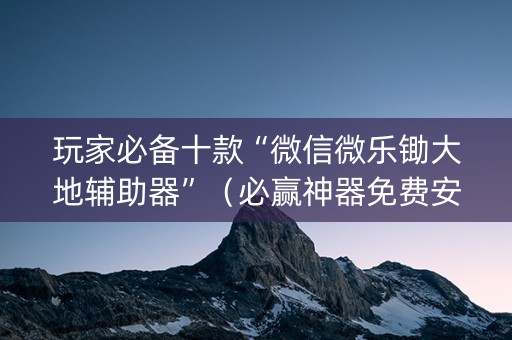 玩家必备十款“微信微乐锄大地辅助器”（必赢神器免费安装)