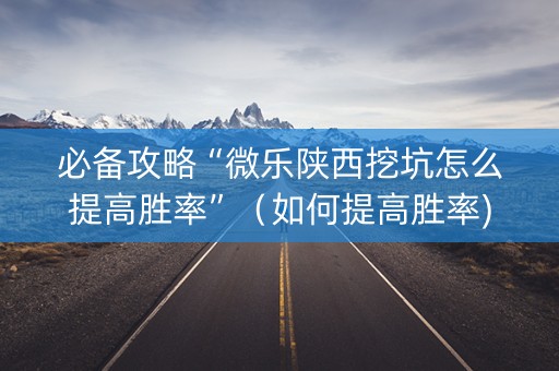 必备攻略“微乐陕西挖坑怎么提高胜率”（如何提高胜率)