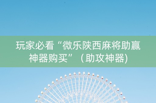 玩家必看“微乐陕西麻将助赢神器购买”（助攻神器)