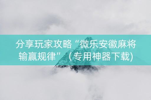 分享玩家攻略“微乐安徽麻将输赢规律”（专用神器下载)