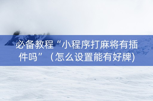 必备教程“小程序打麻将有插件吗”（怎么设置能有好牌)