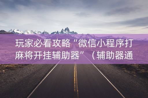 玩家必看攻略“微信小程序打麻将开挂辅助器”（辅助器通用版)