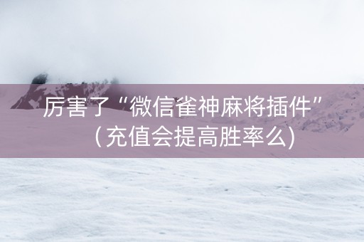厉害了“微信雀神麻将插件”（充值会提高胜率么)