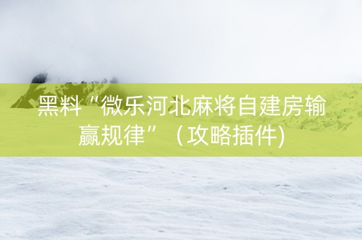 黑料“微乐河北麻将自建房输赢规律”（攻略插件)
