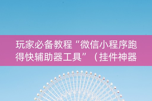 玩家必备教程“微信小程序跑得快辅助器工具”（挂件神器)
