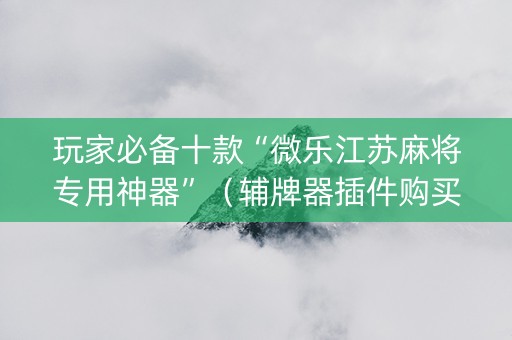 玩家必备十款“微乐江苏麻将专用神器”（辅牌器插件购买)