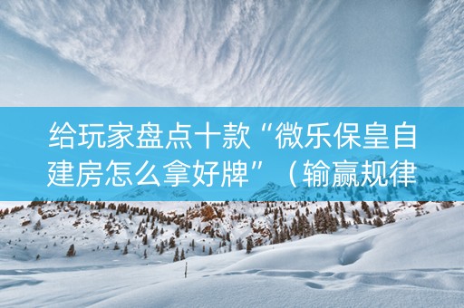 给玩家盘点十款“微乐保皇自建房怎么拿好牌”（输赢规律)