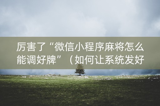 厉害了“微信小程序麻将怎么能调好牌”（如何让系统发好牌)
