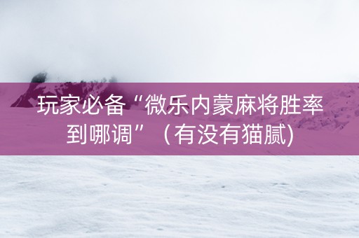 玩家必备“微乐内蒙麻将胜率到哪调”（有没有猫腻)