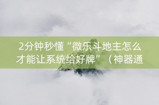 2分钟秒懂“微乐斗地主怎么才能让系统给好牌”（神器通用版)